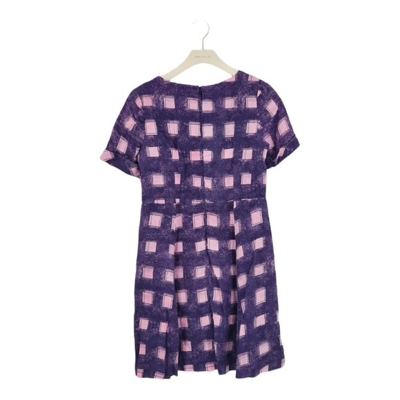 Tory Burch Short Sleeve Linen Navy and Pink Square Fit Flare Mini Dress 4 Small - Picture 9 of 13